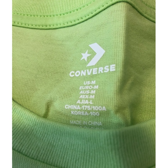 Converse 100% cotton neon green tee NWT - Picture 3 of 5